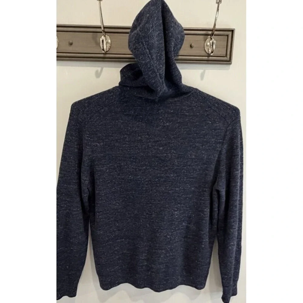 Banana Republic Mens Navy Blue Tundra Hoodie Sweater Waffle Texture Size XL